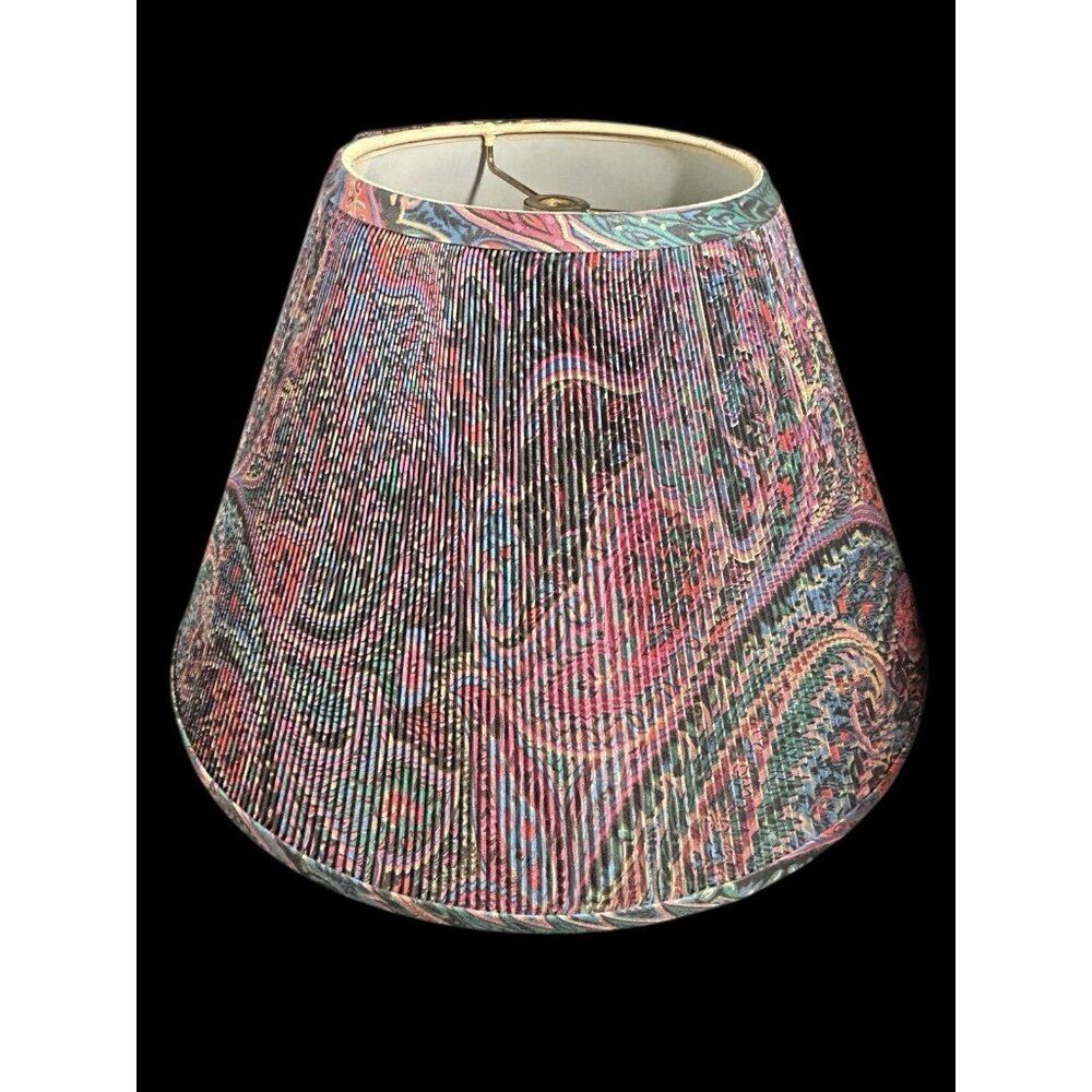 Robert Abbey Pleated Lamp Shade 6.25”x 14” x9.25” Jewel Tone Paisley Fabric